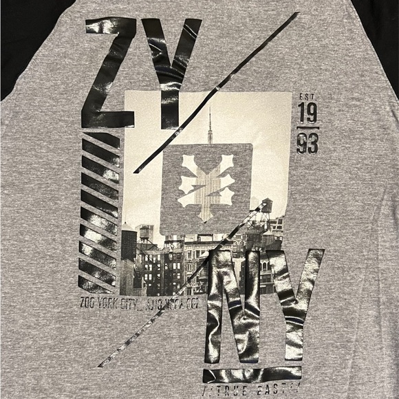 Zoo York Unbreakable Black Gray Long Sleeve Raglan Men’s Shirt Small - Picture 3 of 4